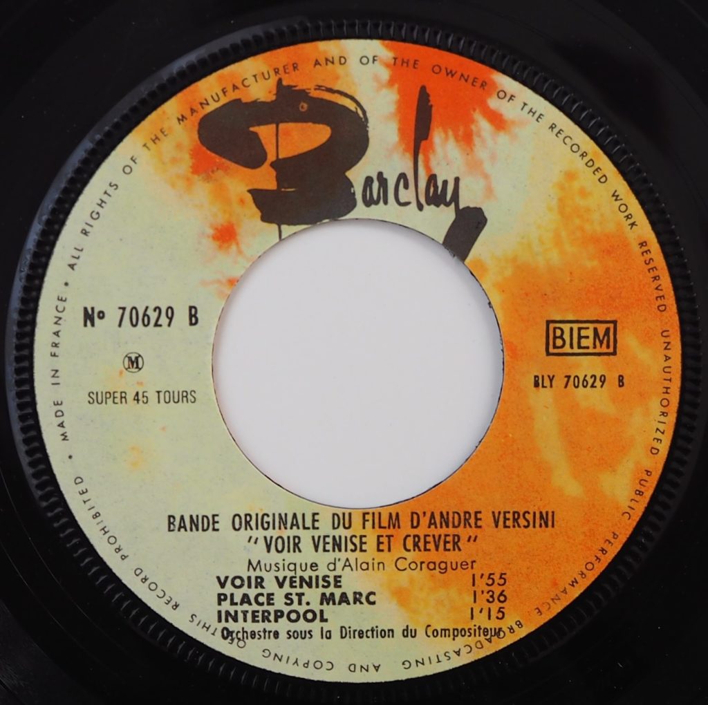 Alain Goraguer Ep 45tours Bof Voir Venise Et Crever 1964 Crazyrecords